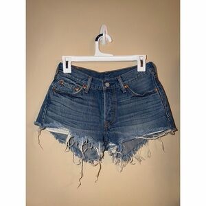 Levi's Blue Distressed Jean Shorts